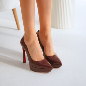 Edrin Bordo Rugan Platform Topuk Kadın Stiletto